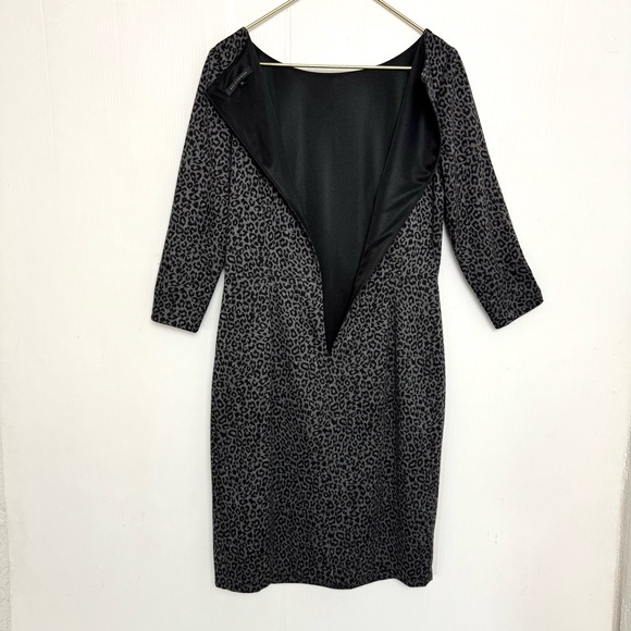 David Meister Gray and black 3/4 sleeve leopard print dress 12 - Picture 7 of 12